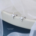 wholesale 925 Sterling Silver Sparkling Star Square Zircon Stud Earrings For Women-0-1