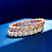 wholesale S925 Sterling Silver Full Diamond Ring for Women, European and American Fashion Round Full-Body Ring Accessory-Rose Gold No. 6