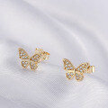 wholesale S925 Sterling Silver, 14K Gold Butterfly Stud Earrings with Zircon, Wholesale from Manufacturer-0-3