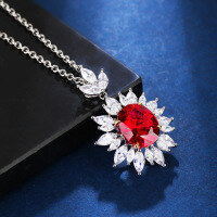 wholesale S925 Sterling Silver Full Diamond Pigeon Egg Choker Necklace for Women, European and American Cross-Border Ruby Wholesale-Pendant does not include chain