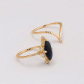 wholesale S925 Silver Plated 14k Gold with Black Onyx Japanese Light Luxury Design Set Ring-0-3