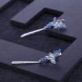 wholesale S925 Silver Designer High-End Long Earrings with Inlaid Colored Gemstones, Exuding Personality and Elegance-0-2