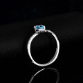 Sterling Silver Natural Blue Topaz Moissanite 1ct Pear Crown Ring-0-1