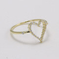 wholesale 10K Gold White Zirconia Simple and Stylish Commuter Hollow Heart Ring for Wholesale by Yili Jewelry-0-2