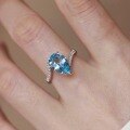 wholesale S925 Sterling Silver All-Over Red Elk Drop Aqua Zircon Ring, Gentle Temperament, Fashionable and Versatile, Niche Light Luxury Hand Accessory-0-1