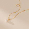 wholesale S925 Sterling Silver Low-key Luxury Synthetic Pearl Spaced Beaded Necklace with High-end Design Necklace Y01069-0-4
