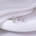 wholesale Silver Plated 18k Gold Asymmetric Triangle Design Full D Color Moissanite Row Ring for Women Open Ring-0-2