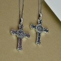 wholesale 925 Sterling Silver Retro Style Cross Pendant, Hip-Hop Inspired Distressed Vintage Fashion Necklace-0-1