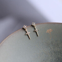 wholesale 9K Gold Exquisite Minimalist Starry Sparkle European and American Casual Elegant Stud Earrings-9K per price