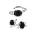 wholesale S925 Sterling Silver Ring for Women with Irregular Crossed Edge and Inlaid Black Onyx, Exuding a Cool, Niche, Chic, and Premium Vibe-0-4