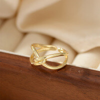 wholesale 925 Sterling Silver European and American Gold Retro Knot Ring Fashionable and Unique Ins Design Sense Ring New Model-xb490 copper plated gold color opening adjustable