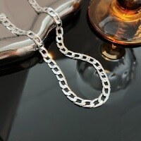 wholesale S925 Sterling Silver Imported Italian Side Tank Necklace for Women, New Edition Minimalist and Versatile Heavy Work Choker-Sterling silver (6mm thick 44+5cm)