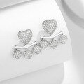 wholesale S925 Silver Hypoallergenic Plated 18k White Gold Two-Way Wear Double Heart Full Moissanite Earrings-0-1