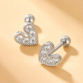 wholesale S925 Sterling Silver Zircon Heart Stud Earrings, Minimalist Design, High-End Screw Ear Bone Earrings-0-2