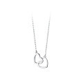 wholesale S925 Sterling Silver Korean Style Minimalist Hollow Heart Polished Heart Clasp Lady Choker Necklace D8051-0-4