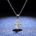 925 Sterling Silver 1-Carat Moissanite Four-Leaf Clover Pendant Necklace-0-2