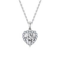 wholesale 18k Gold Plated S925 Silver Cross-border Hot Selling Classic 7mm Heart-shaped Moissanite Diamond Passes Diamond Tester Pen Women's Love Pendant Necklace-Heart-shaped 1.2 carats (side stone zircon)  45cm