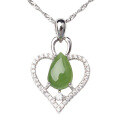wholesale 925 Silver Inlaid with Hetian Jasper Pendant for Women, Heart Teardrop Shape, Direct from Manufacturer with Certificate, Natural Fashionable Jade Pendant-0-4