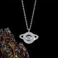 Sterling Silver Balance Beam Pendant Necklace with Pearl and Moissanite-0-1
