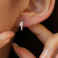 S925 Sterling Silver Moissanite Geometric Lightning Earrings for Men and Women-0-0