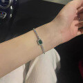 wholesale 925 Sterling Silver New Fashionable and Elegant 8*10 Emerald Bracelet in Trendy Ins Style-0-2