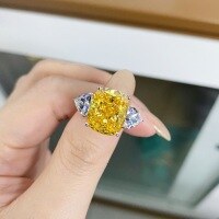 wholesale S925 Sterling Silver Ring with High Carbon Diamonds, Fluorescent, Ice Flower Cut, Radiant Cut, Cross-Border Bestseller for Wholesale-Pink Diamond-CBJZ361 No. 5