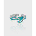 wholesale S925 sterling silver irregular enamel design with unique drip glaze technique and open-ring drip resin women's ring-0-0