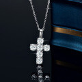 925 Sterling Silver Moissanite Cross Geometric Pendant Necklace for Women-0-1