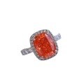 wholesale S925 Silver Women's Ring with New Padparadscha Color 8*10 High Carbon Diamond, Extravagantly Set-0-4