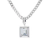wholesale S925 Sterling Silver Geometric Square Zircon Bracelet and Necklace Set Sweet and Cool Style Ins Hip-hop Matching Accessories-288L/necklace approximately 14.8g 925 silver