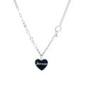 wholesale S925 Sterling Silver Korean Style Enamel Black Heart Double-Sided English Letter Pendant Chain Sweet and Edgy Collarbone Necklace for Women-0-4