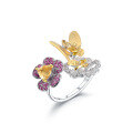 wholesale 925 Silver Designer Natural Amethyst Ring with Nature-Inspired Butterfly and Floral Open Adjustable Ring-0-6