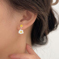 wholesale S925 Sterling Silver Cute and Chic Fried Egg Stud Earrings Women's Japanese Style New Minimalist Fresh Versatile High-end Earrings-0-4