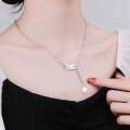 wholesale S925 Sterling Silver Korean Style Trendy Streetwear Minimalist Design Smiling Square Pendant Star Charm Fringe Necklace-0-3
