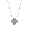S925 Silver Four-Leaf Clover Necklace with Moissanite, Luxury Valentine's Gift-0-3
