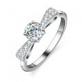 Sterling Silver Six-Claw Moissanite Bow Ring for Women-0-2