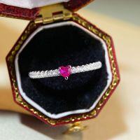 wholesale 925 silver minimalist ins-style non-fading rose red heart ring, a viral hit on Xiaohongshu-Love Ring-CBJZ463 9