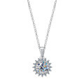 Metal Necklace, Classic Round Snowflake Pendant, 50-Point Moissanite, Live Stream Exclusive, Women's Style, Wholesale-0-3