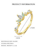 wholesale S925 Sterling Silver Colored Zircon Star Moon Ring, French-style, Niche, Exquisite, Sweet Flower Jewelry For Cross-border Wholesale-K2066-Gold 7