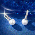 wholesale S925 Sterling Silver Micro-Inlaid Zirconia Imitation Pearl Ear Clips, Luxury Elegant High-End Earrings for Mother's Day Gift-0-2