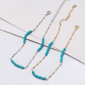 wholesale S925 Sterling Silver Chain with Turquoise Combination Anklet for Women, Niche Design Beach Foot Jewelry Wholesale-0-3
