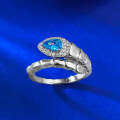 wholesale S925 Silver New Snake-shaped Aqua Diamond Light Luxury Personality Ring Vintage Fashion Commuter Style-0-1