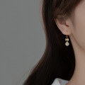 wholesale S925 Sterling Silver Synthetic Cat's Eye Bow Short Drop Earrings for Women, Korean Style Elegant Accessory M00930-0-1