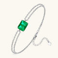 wholesale S925 Sterling Silver European & American New Square Emerald Bracelet with High-End Design Double Chain Accessory-0-1
