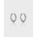 wholesale S925 Sterling Silver EB133 Korean Version Ins Minimalist Niche Design Versatile Geometric Circle Texture Earrings for Women-0-0