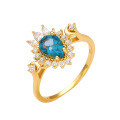 wholesale S925 Sterling Silver London Blue Topaz and White Zircon Inlaid Ring, High-End Court-Style Jewelry for Women-0-0