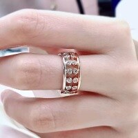 wholesale [925 Silver Gold Plated] Zhuozhifan Jewelry Water Drop Music Note Ins Style Design, Fashionable Stackable Ring for Couples Gift-Rose Gold 9