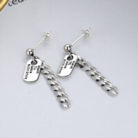wholesale S925 Sterling Silver Celebrity Same Style Earrings Street Trend New Chain Tag Patchwork Long Earrings-YFR037/approx. 2.18g 925 silver