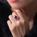 wholesale 925 Sterling Silver with 8-Carat Lab-Created Oval 10*12 Ruby and Sapphire Surround Setting Ring, Luxury Edition for ShiPei Jewelry New Collection-0-3