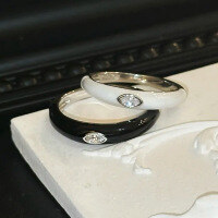 wholesale 925 Sterling Silver Stackable Ring with Black Resin,Ins Unisex Jewelry Wholesale-R920 Black No. 5